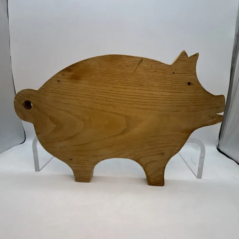 Vtg Pig Shaped Wood Cutting Board 17.25